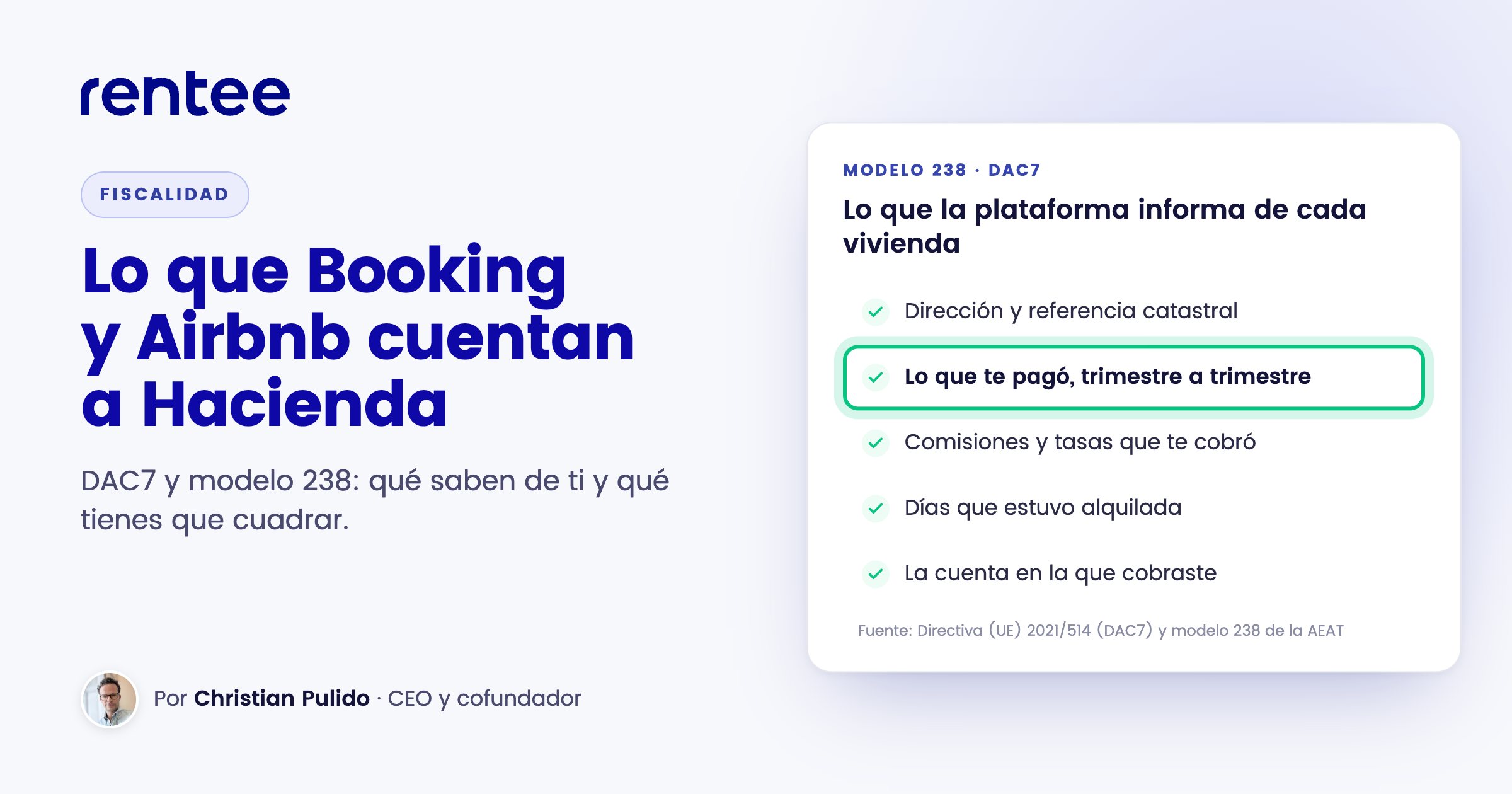 Lo que Booking y Airbnb cuentan a Hacienda: ficha del modelo 238 (DAC7) con lo cobrado por trimestre destacado