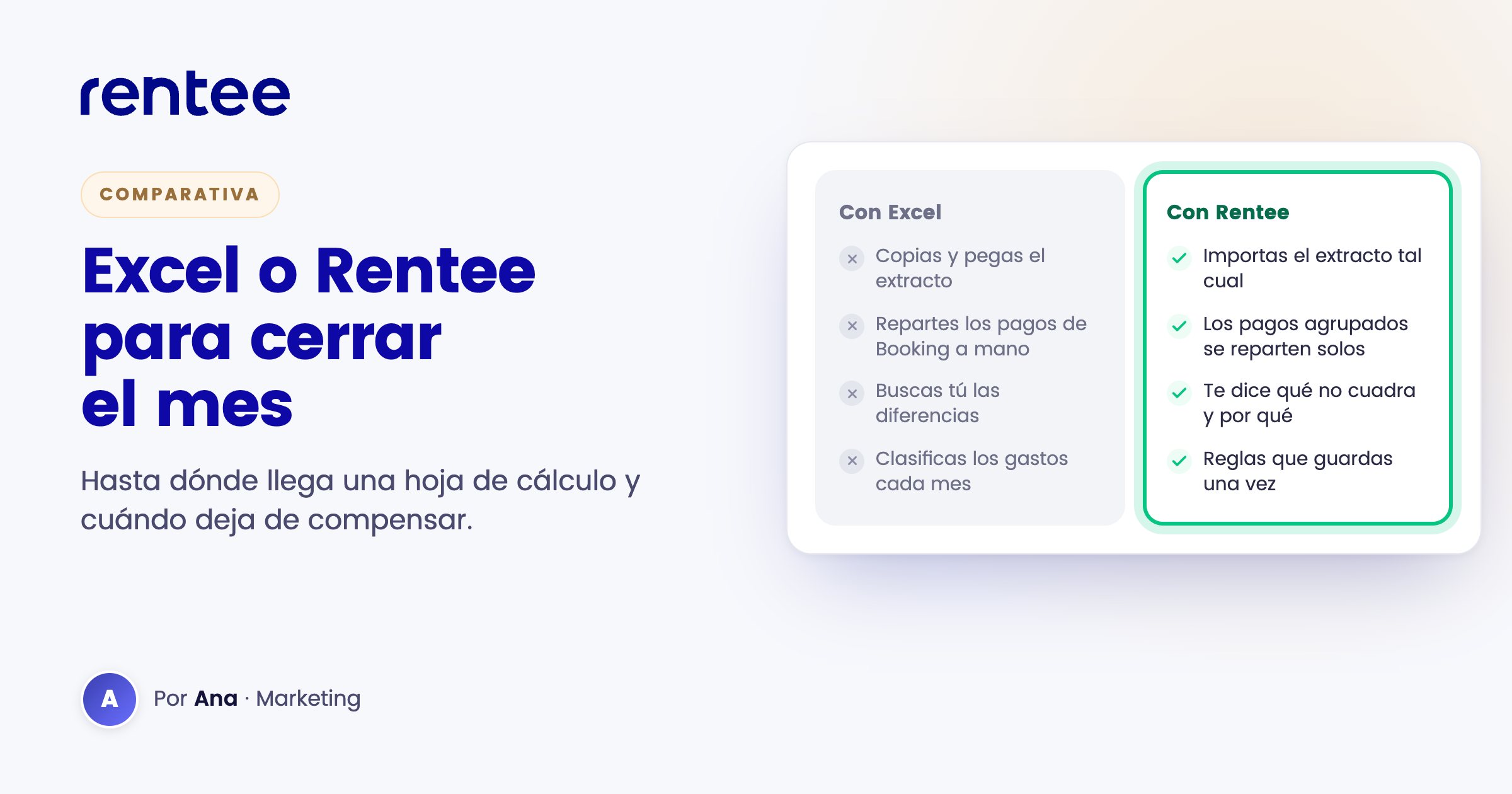 Excel o Rentee para cerrar el mes: comparativa de las dos formas de cuadrar el banco